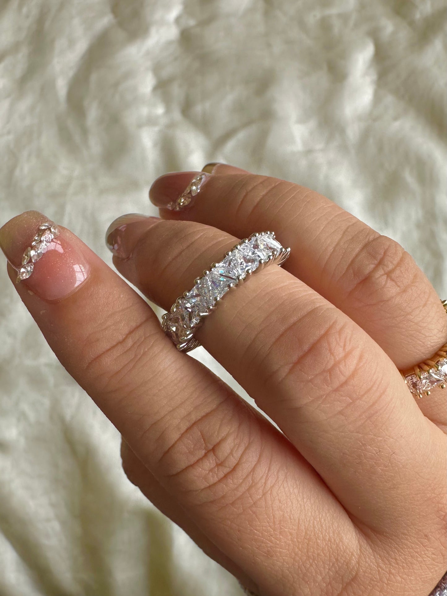 Triangular Eternity Ring-Gold & Silver