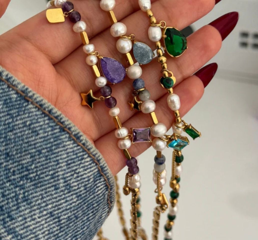 Stone Fresh Water Pearl Executive Necklace-Blue