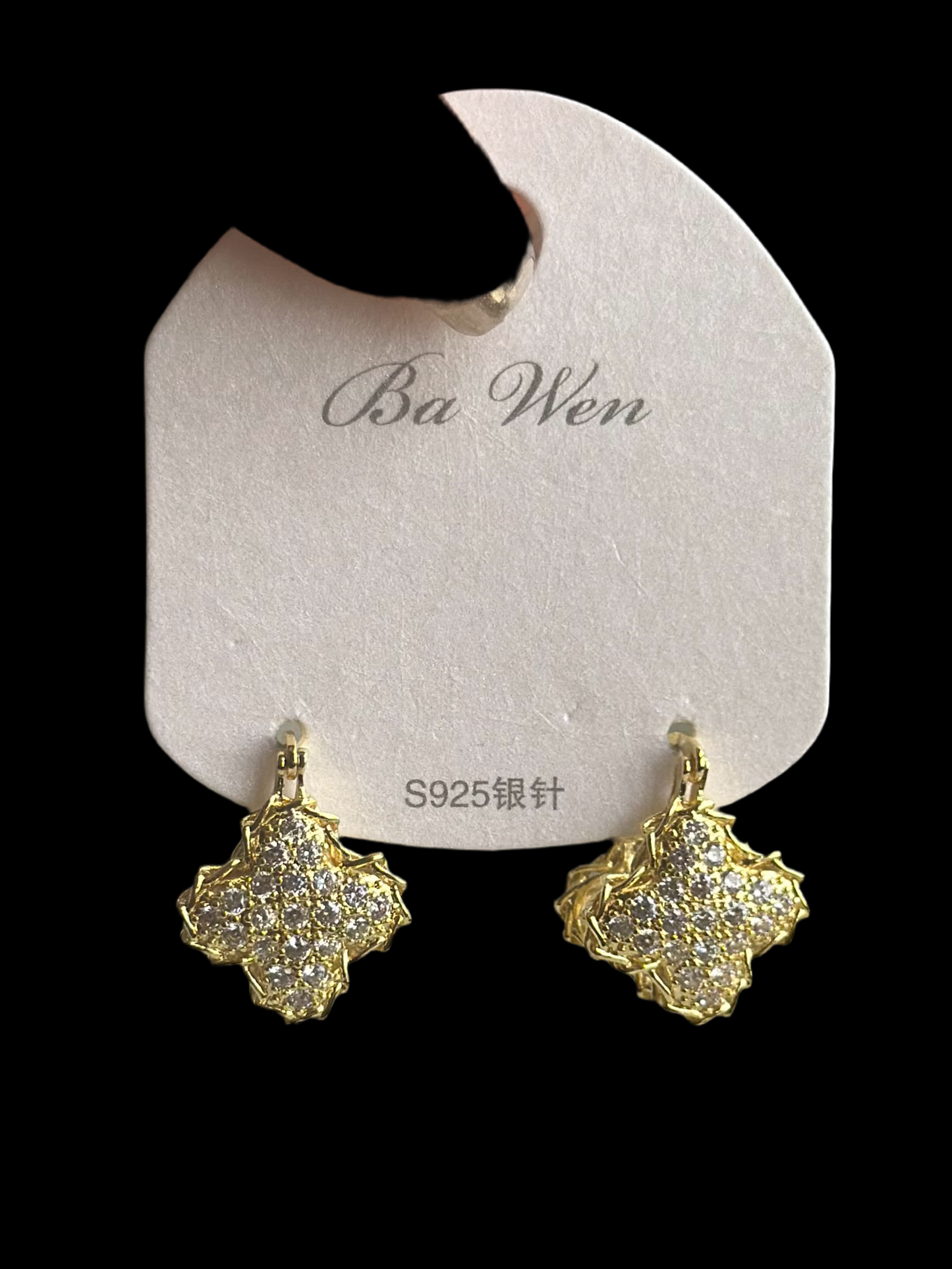 Studded Clover Gold Bali Earrings