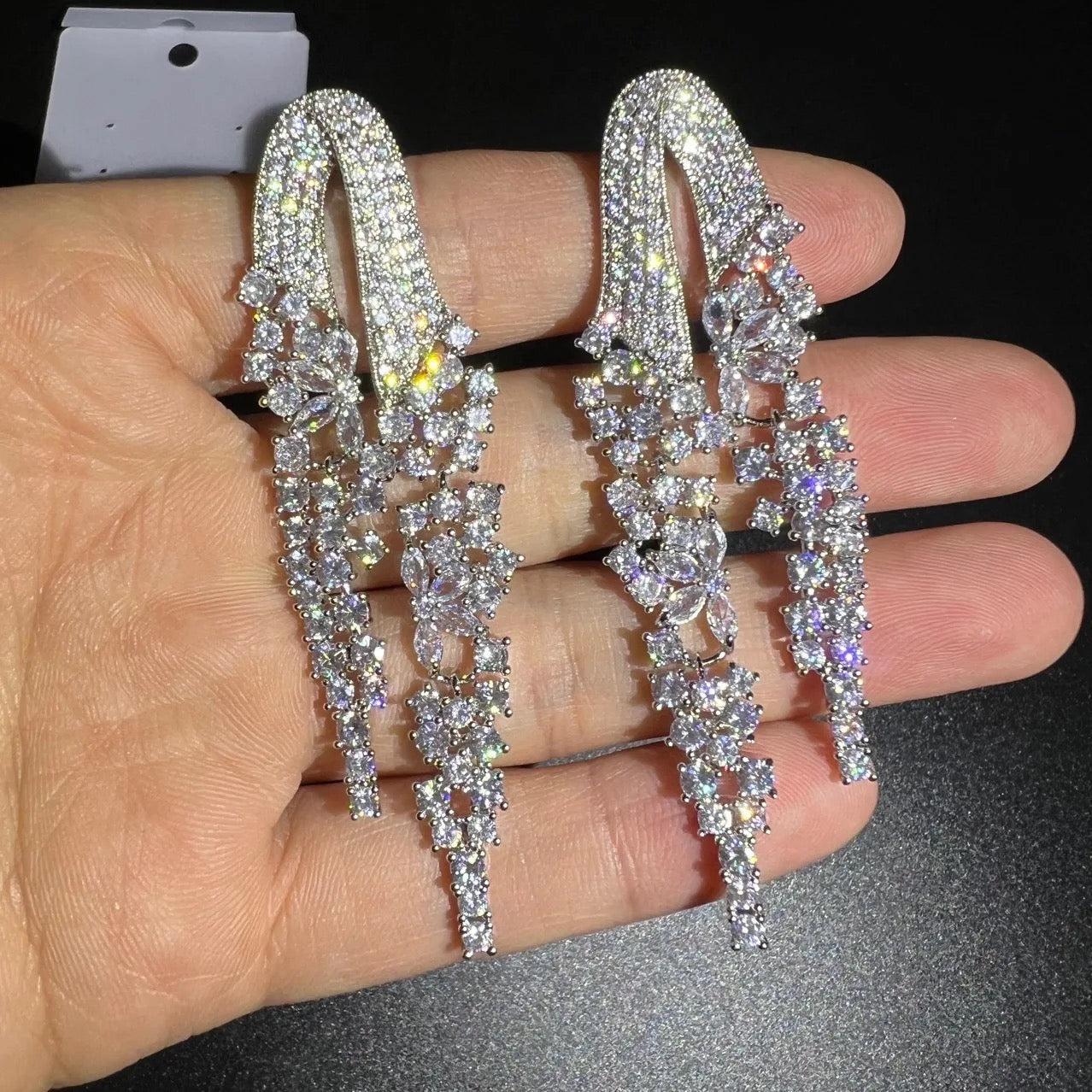 Silver Dribble Statement Earrings