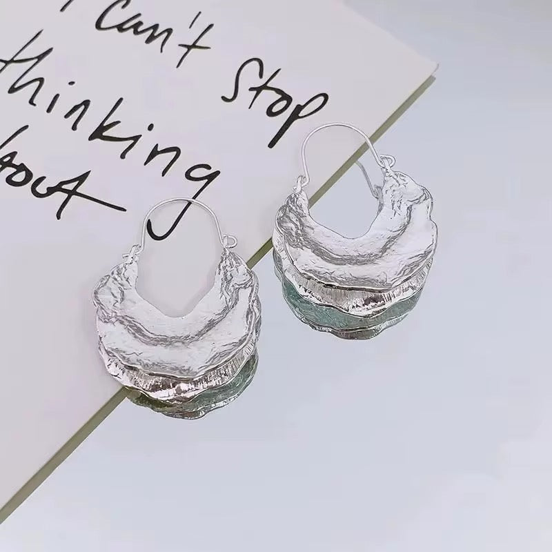 Hammered Hollow Hoop Earrings-Gold & Silver