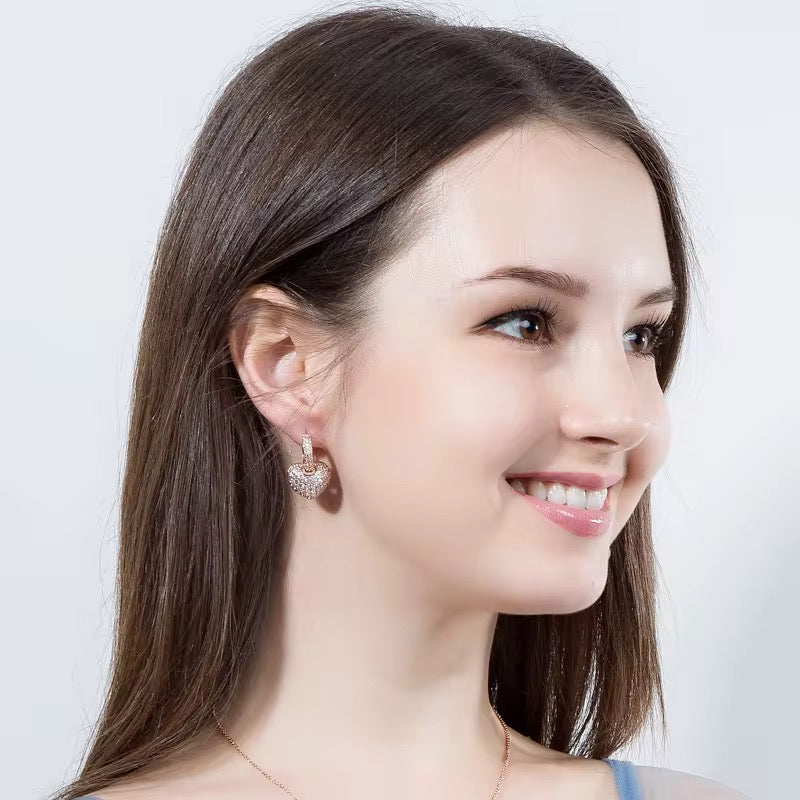 Studded Heart Bali Earrings-Gold & Silver