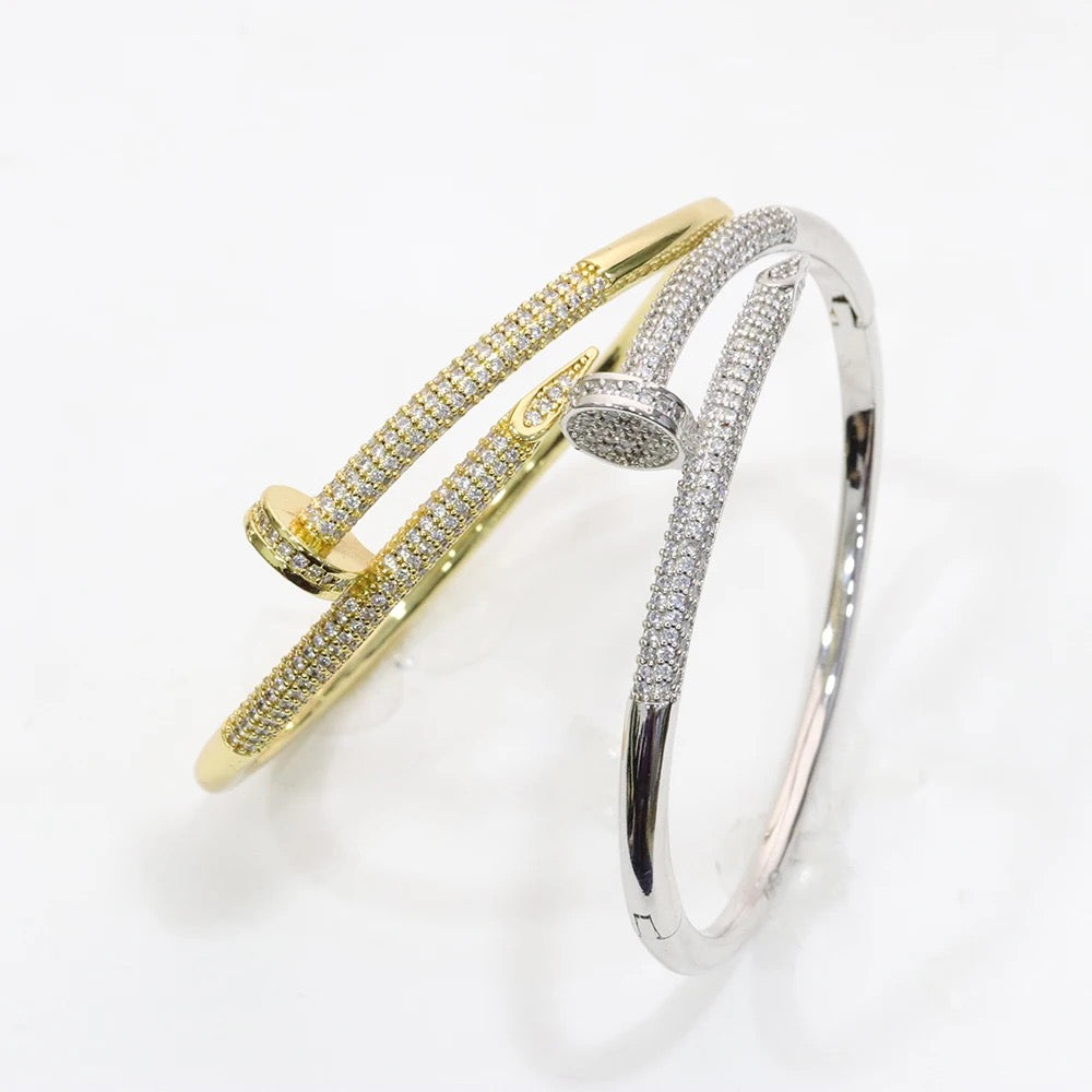 Studded Big Nail Bracelet-Silver