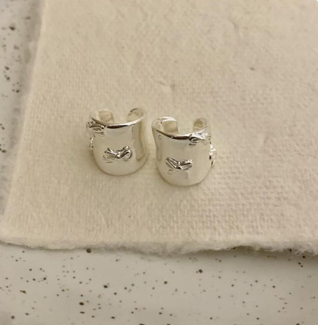 Solid Flat Silver Ear Cuff-Single piece