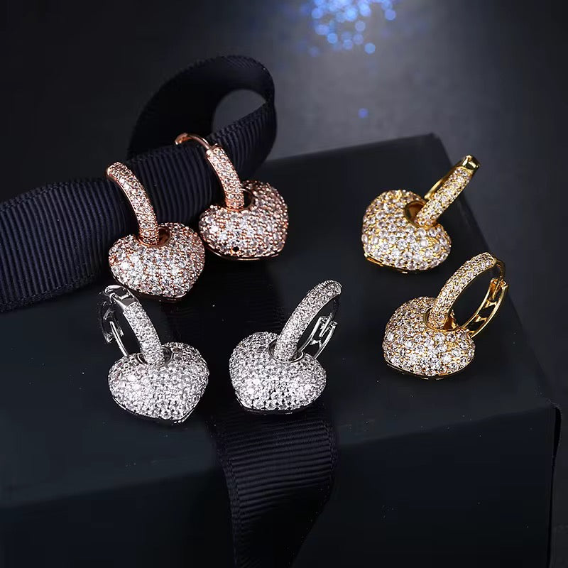 Studded Heart Bali Earrings-Gold & Silver