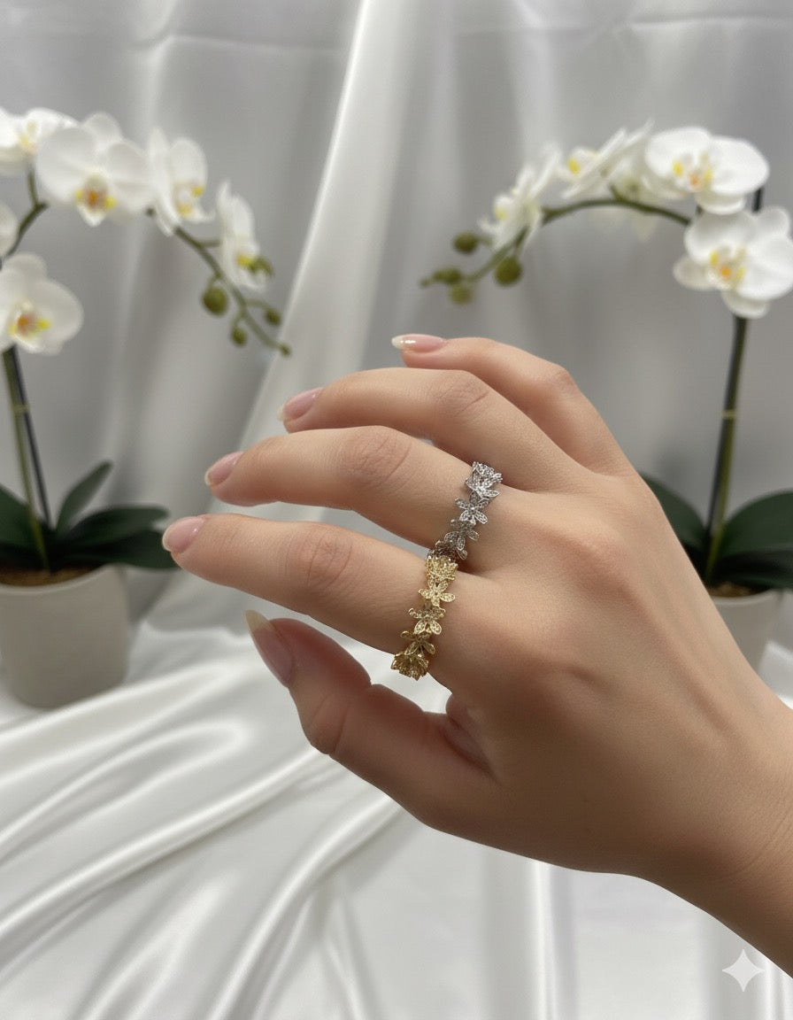 Floral Wreath Ring-Gold and Silver