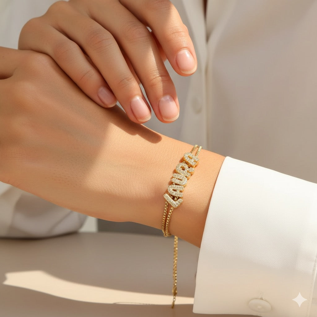 Studded Initial Slider Bracelet-Customised