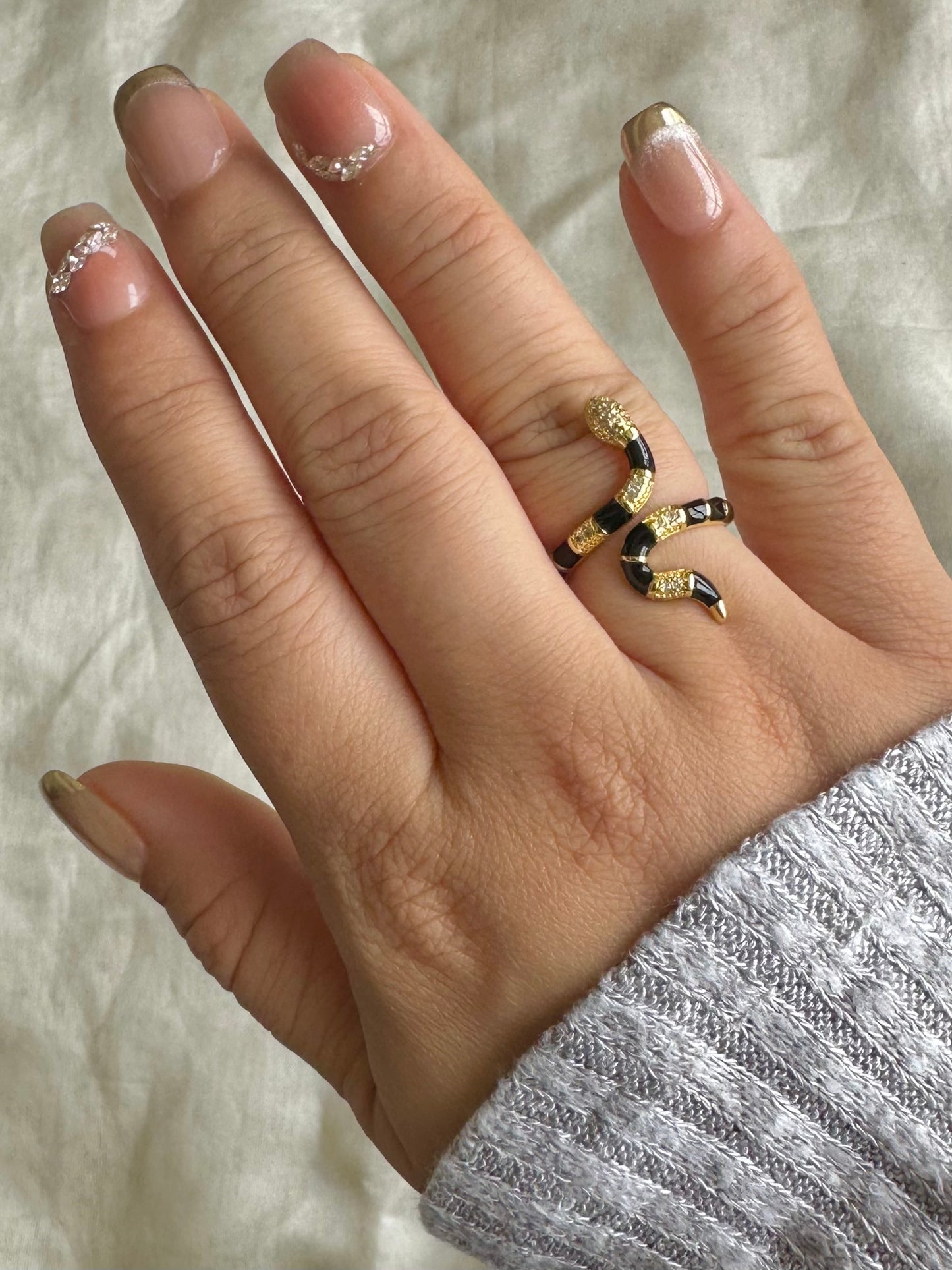 Black Snake Adjustable Ring