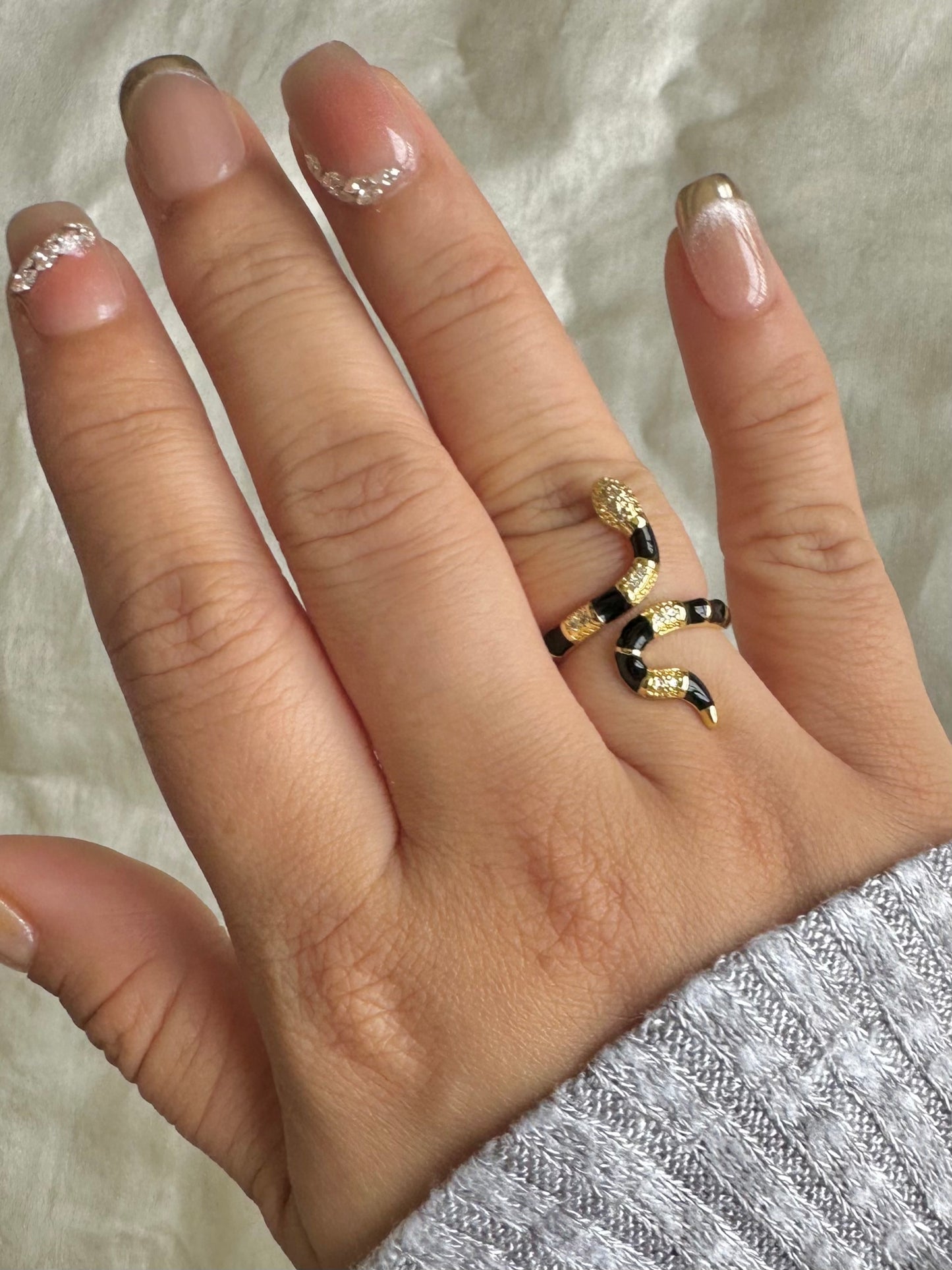 Black Snake Adjustable Ring