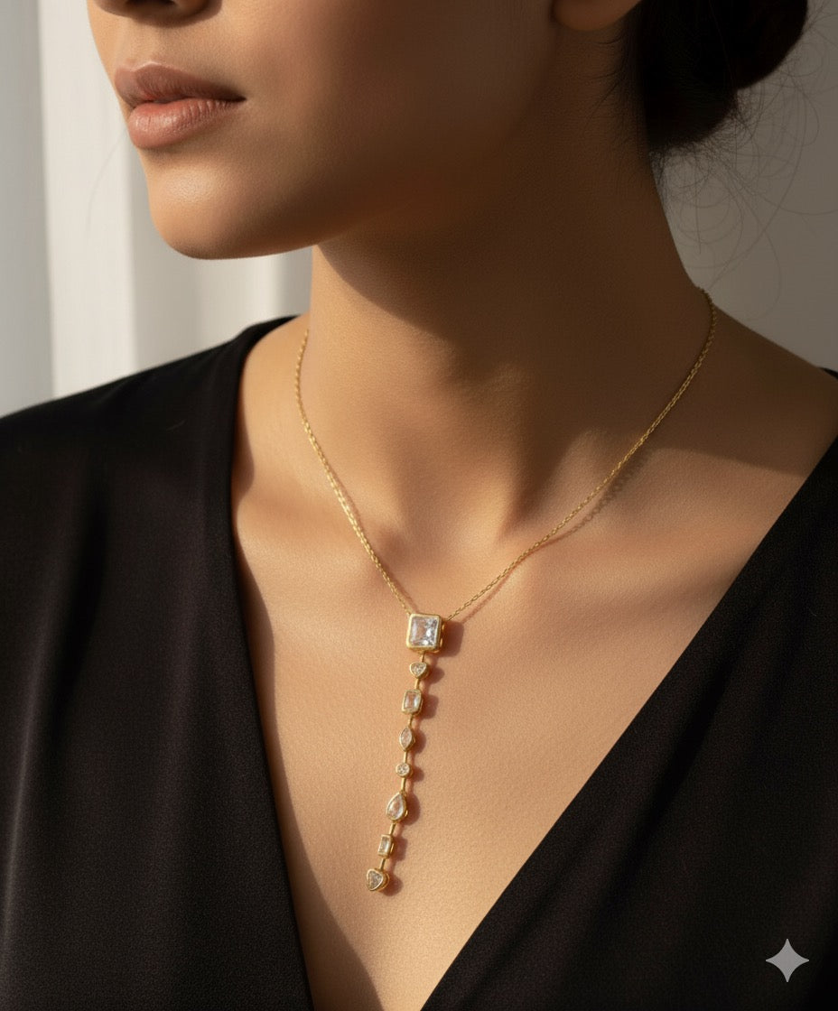 Verticle Gemstone Drop Necklace- 2 Styles