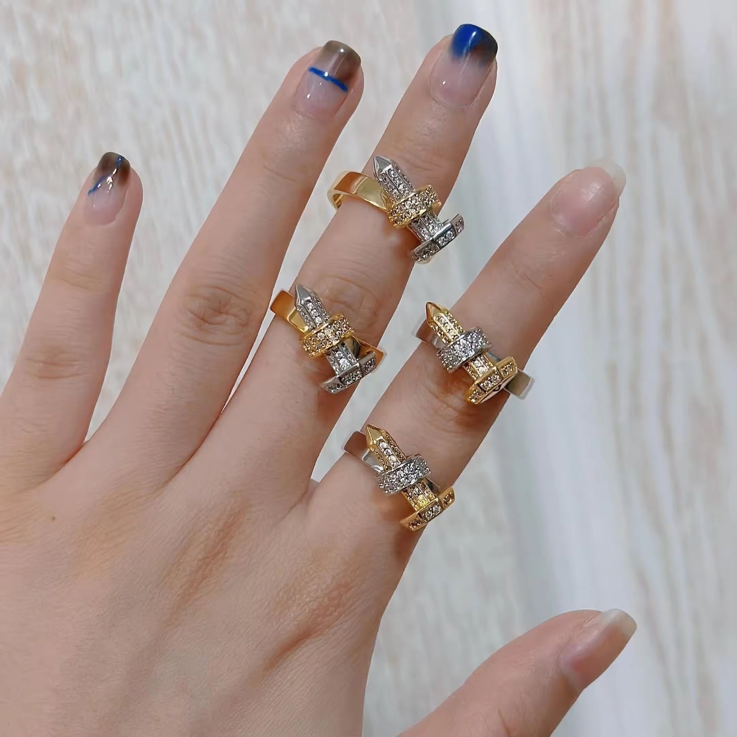 4D Studded Nail Ring
