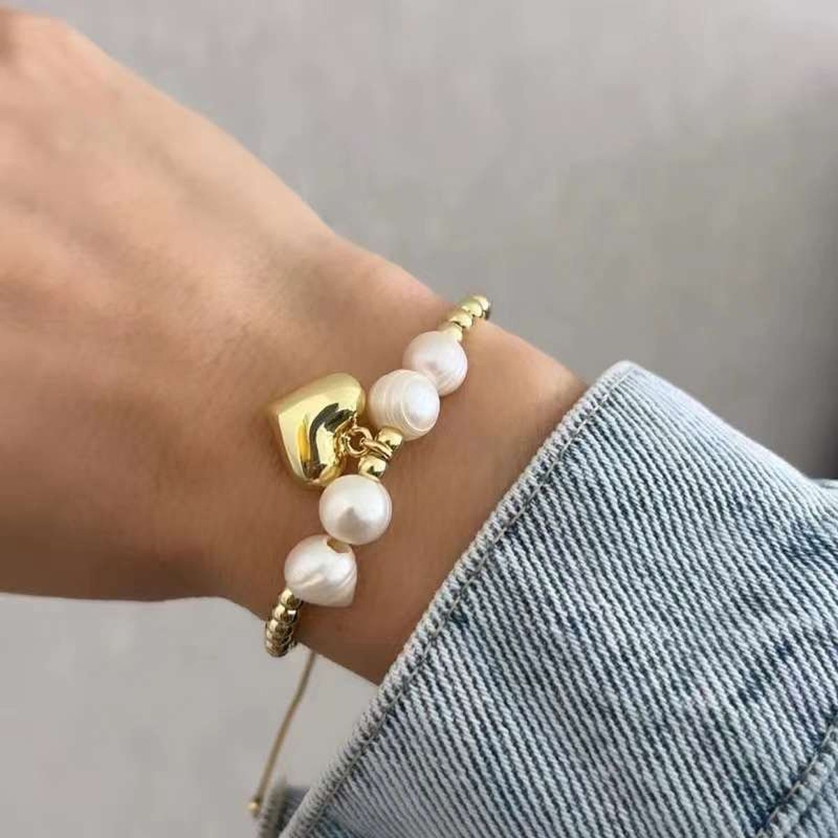 Heart Pearl Thread Adjustable Bracelet