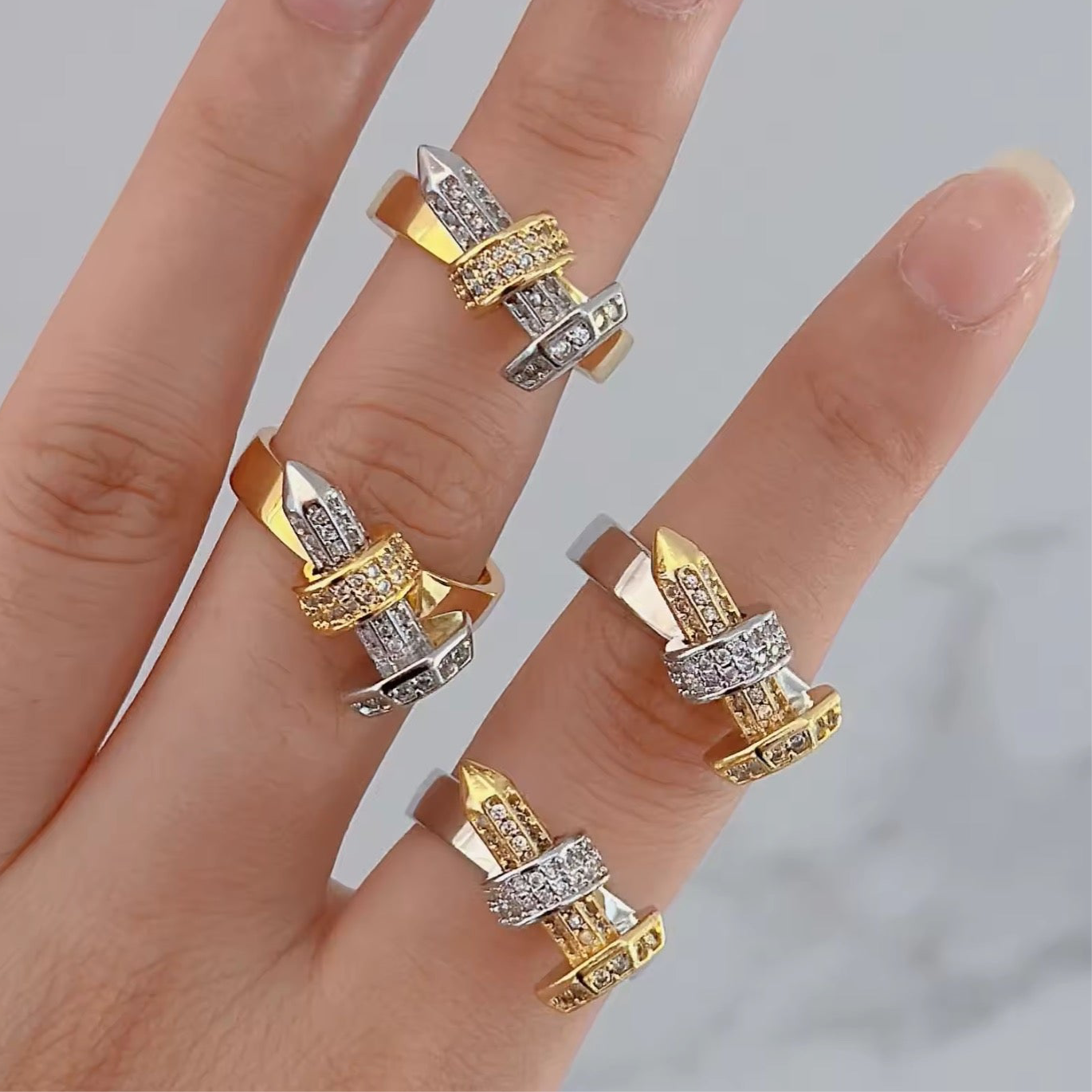 4D Studded Nail Ring