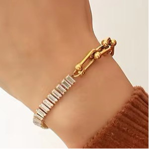 Link & Tennis Half n Half SS Bracelet