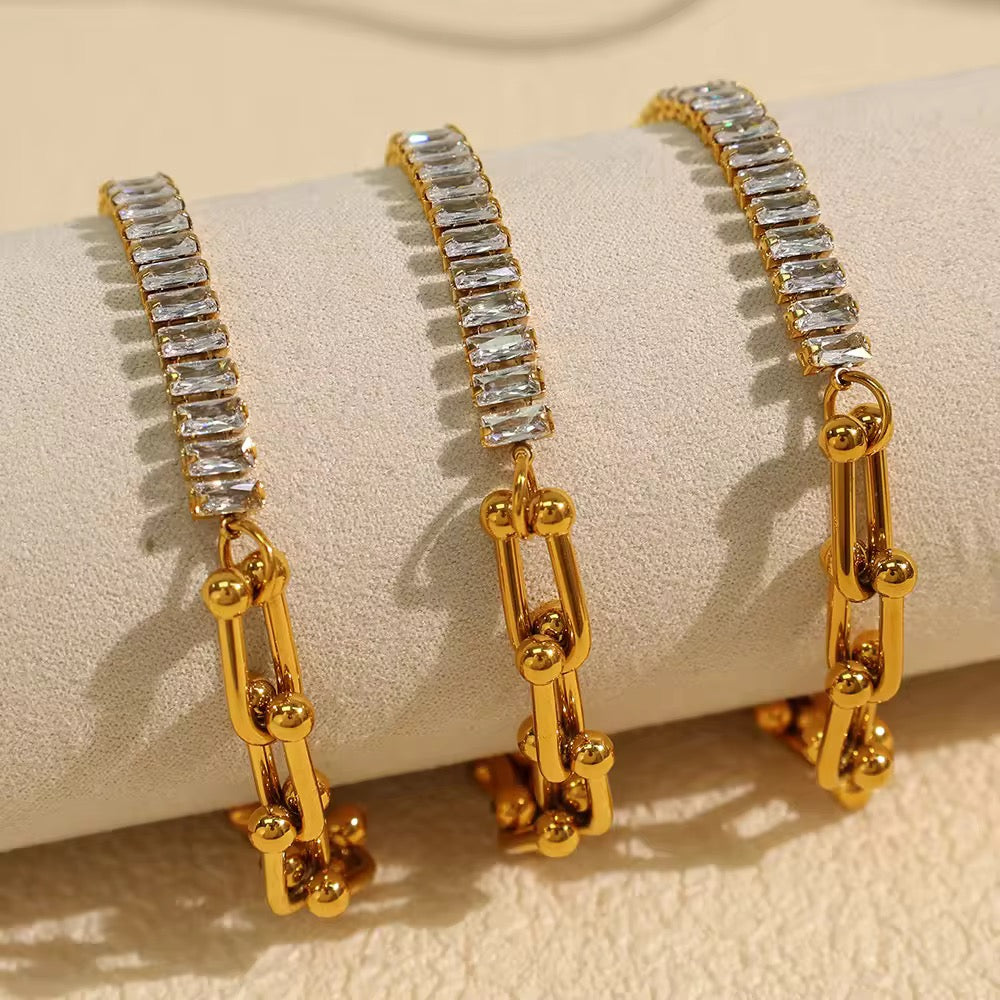 Link & Tennis Half n Half SS Bracelet
