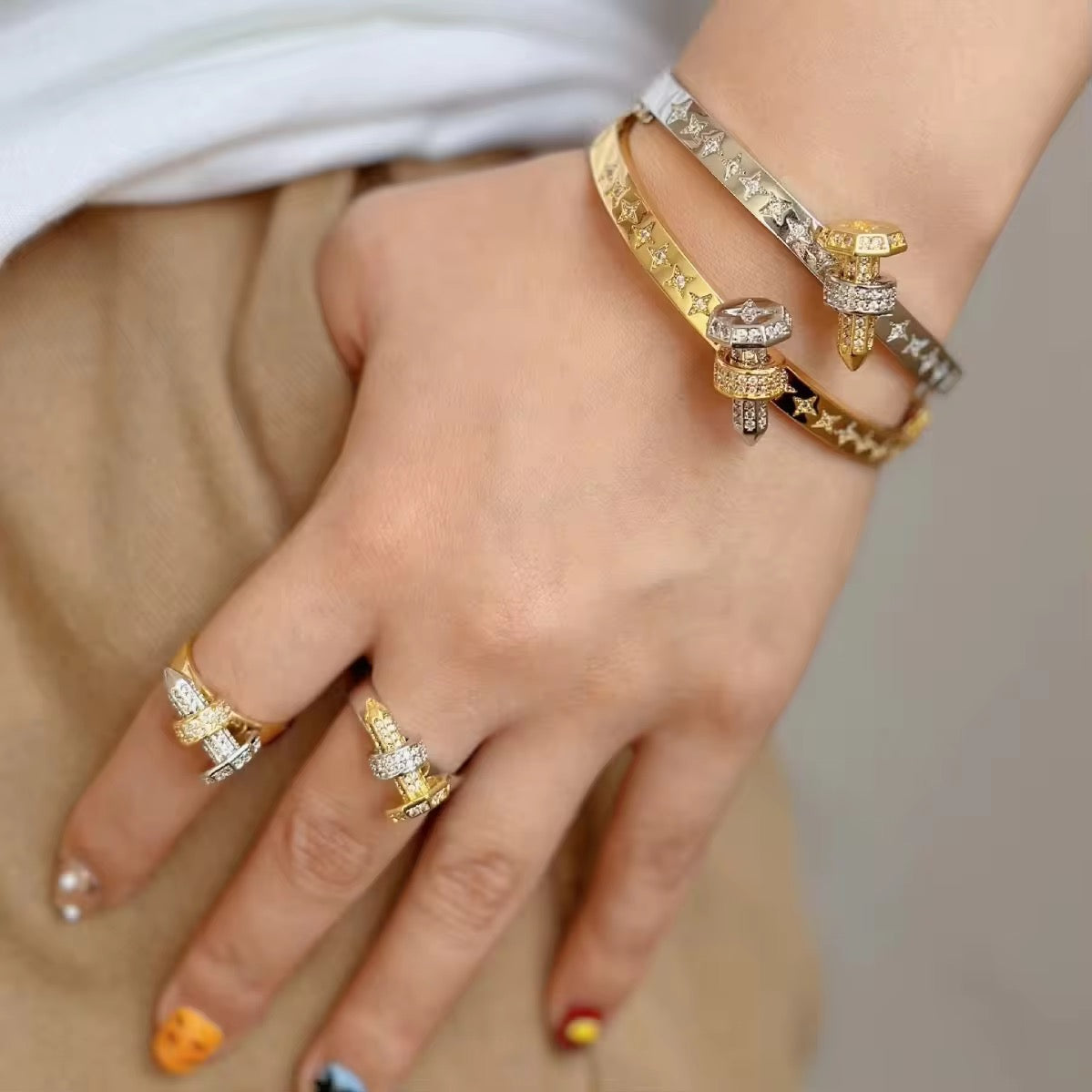 4D Studded Nail Ring