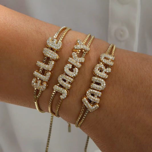 Studded Initial Slider Bracelet-Customised
