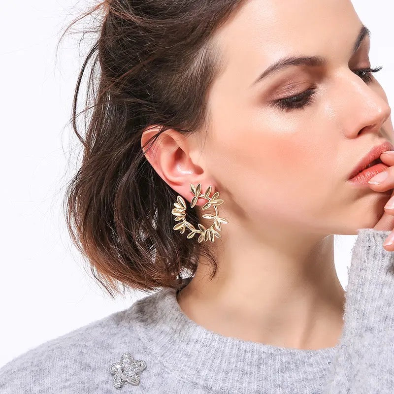 Brass Floral Wreathe Earrings