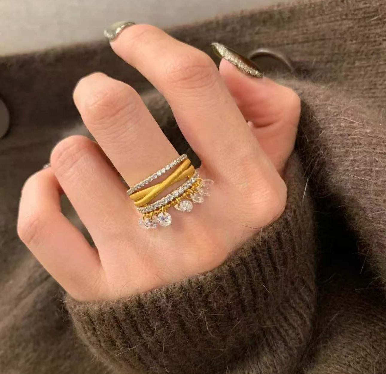 Gazala Dangling Crystal Ring