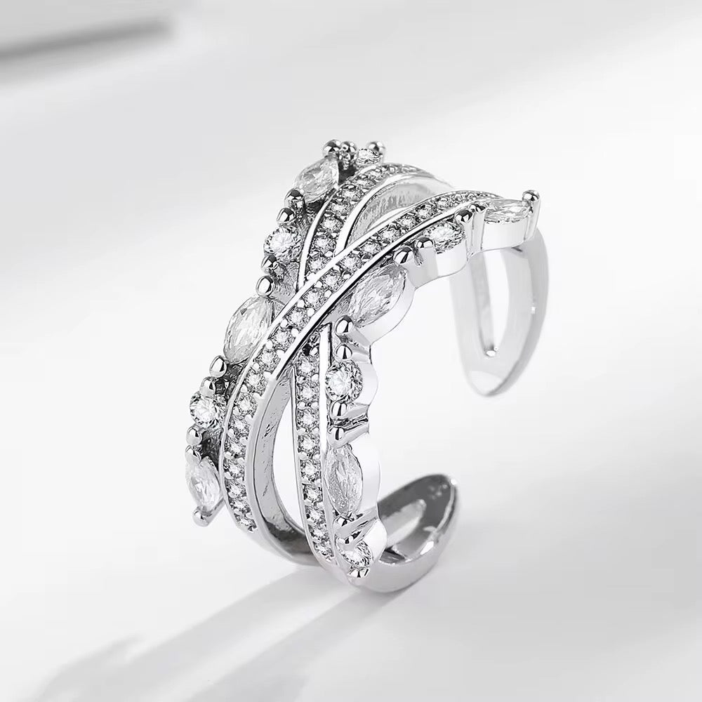 Cross Studded Ring-Silver