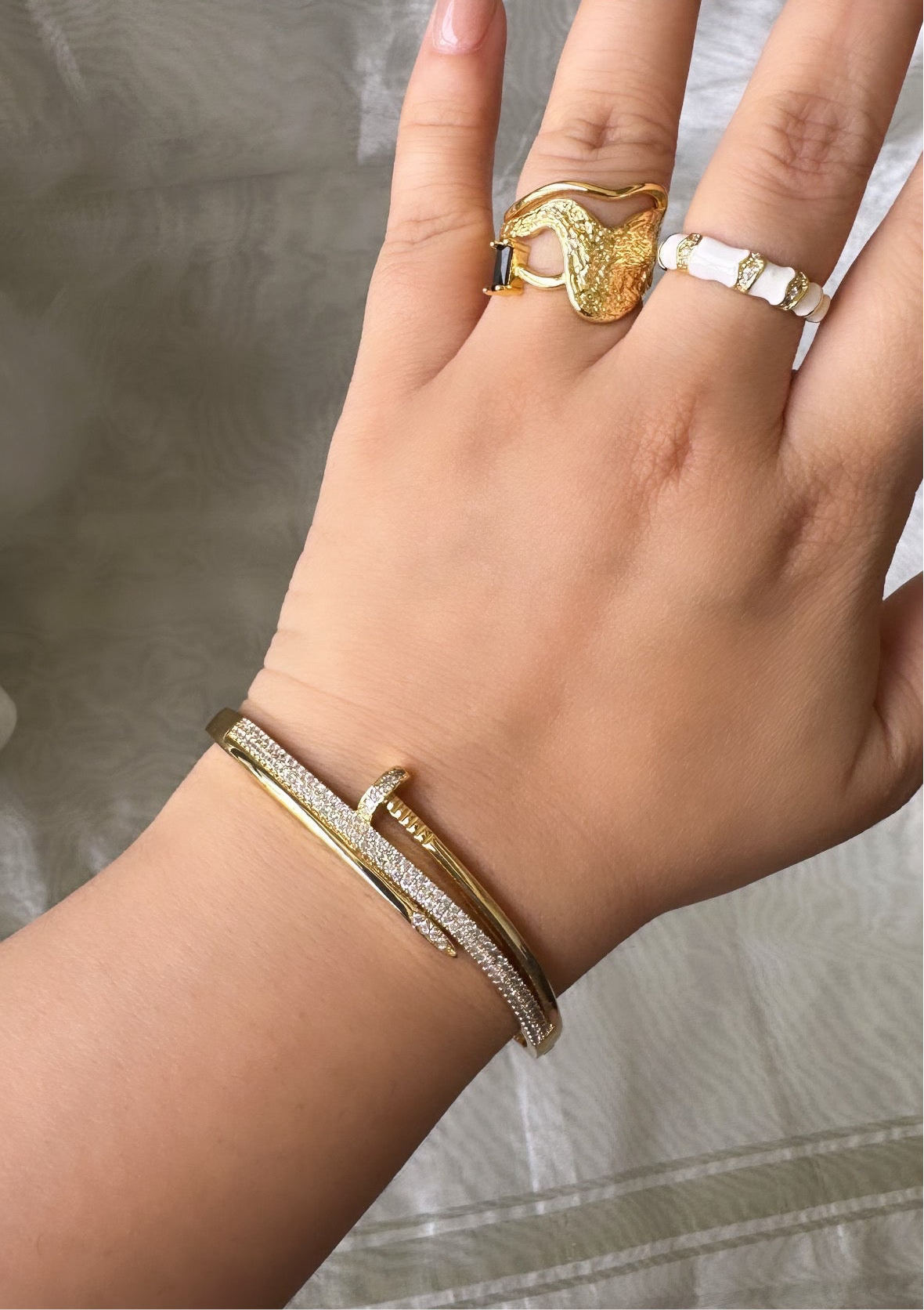 Studded New Nail Bracelet-Gold & Silver