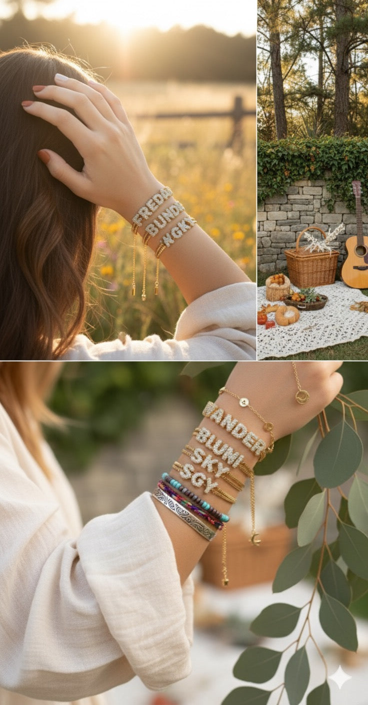 Studded Initial Slider Bracelet-Customised
