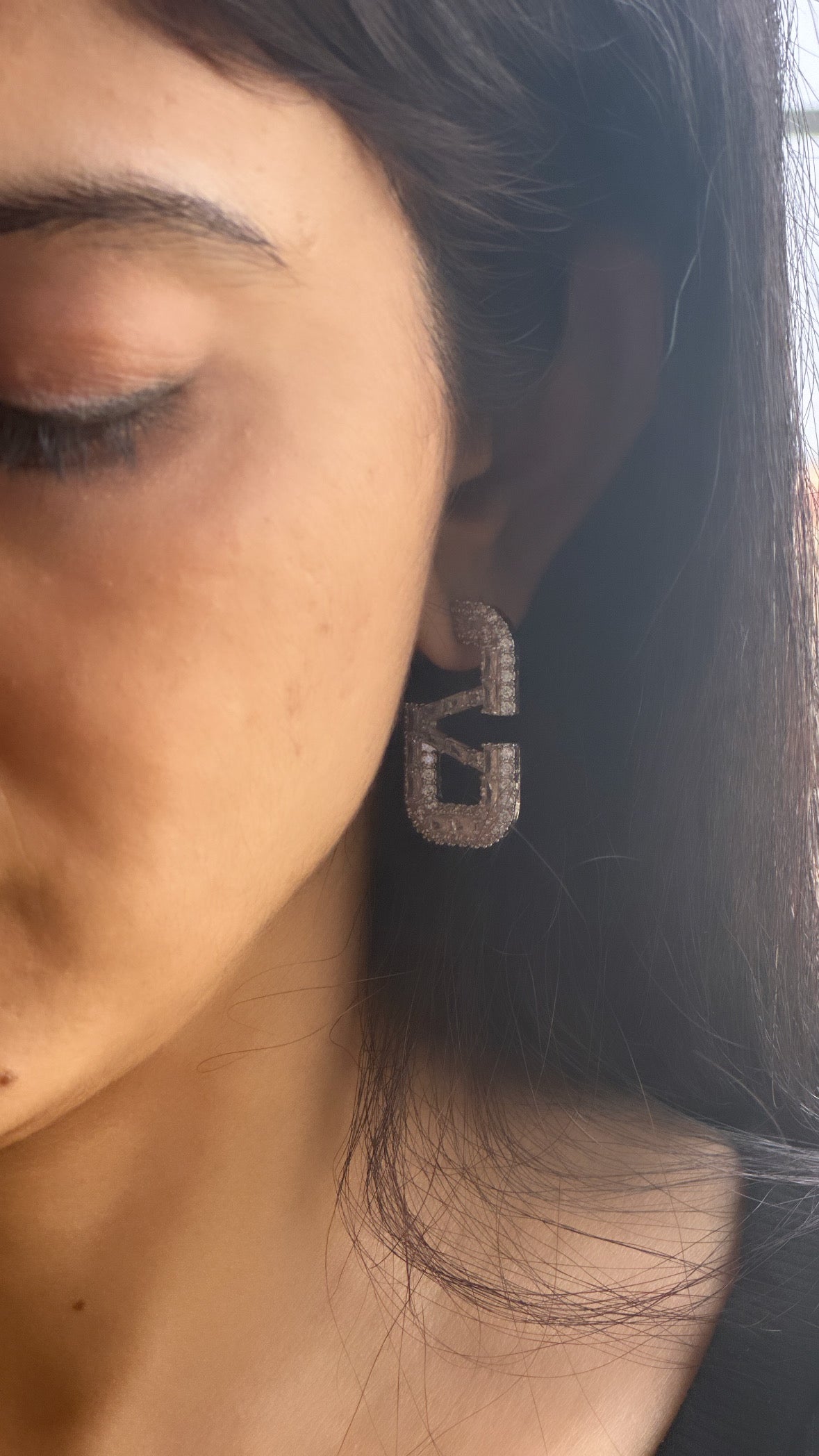 VD Studded Earrings-Gold and Silver
