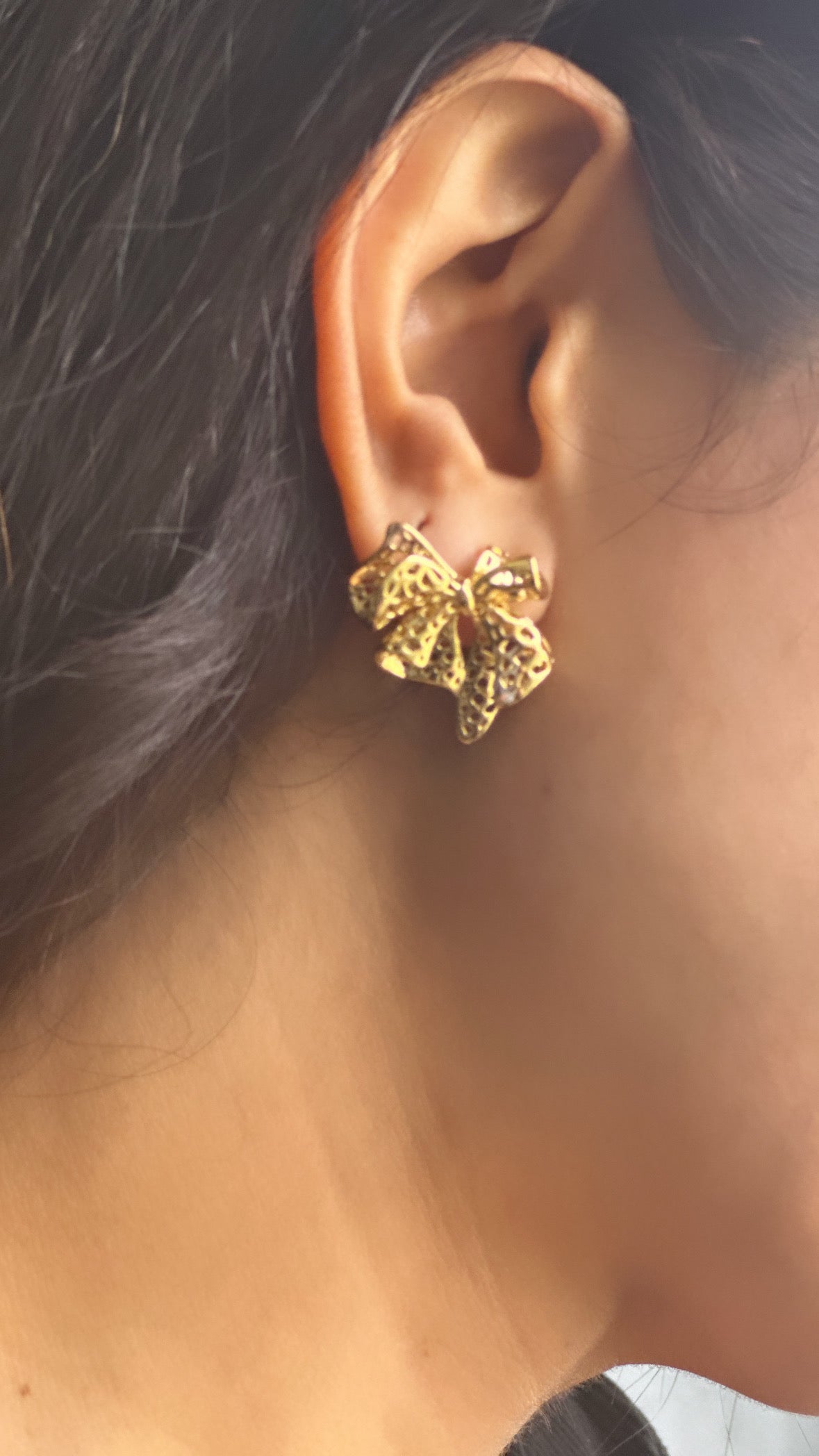 Mesh Bow Stud Earrings