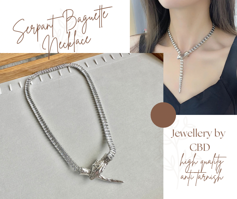Serpant Baguette Necklace-Silver