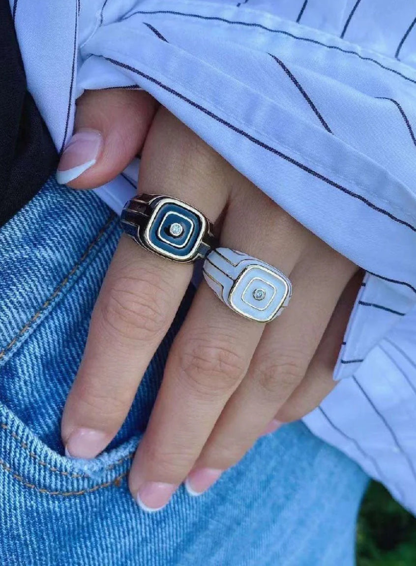 Enamel white Chunky Ring