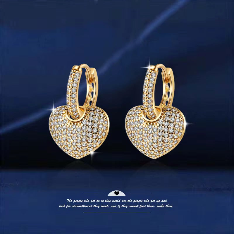 Studded Heart Bali Earrings-Gold & Silver