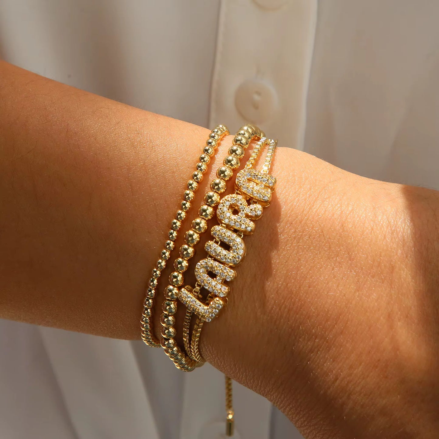 Studded Initial Slider Bracelet-Customised