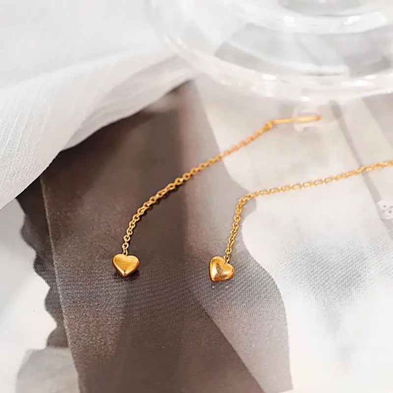 Lil Heart Needle Thread Earrings