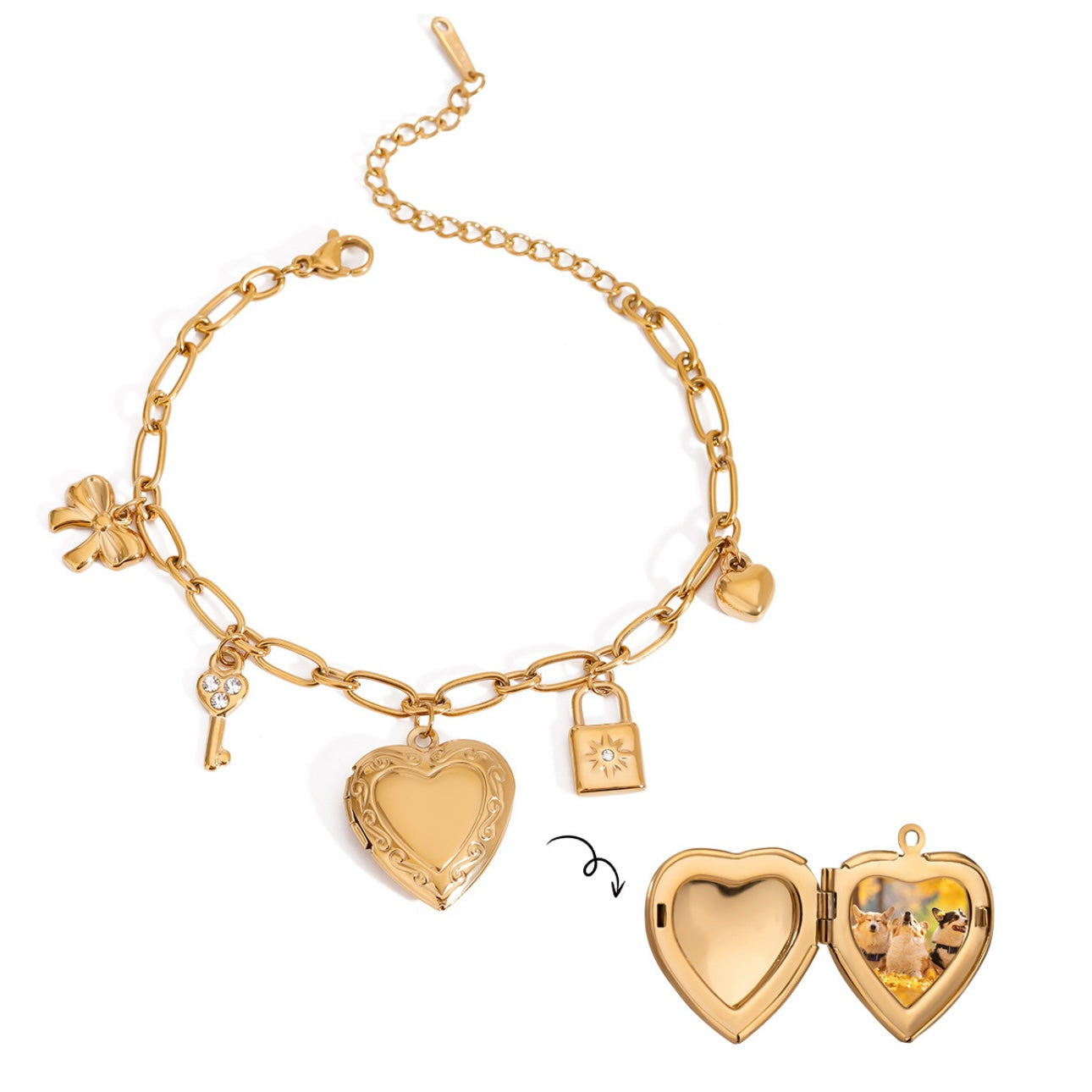 Openable Heart Charm Bracelets-2 Designs