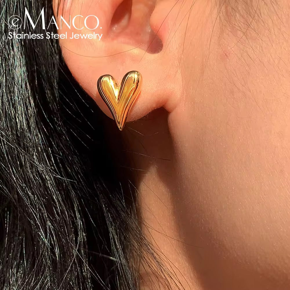Tiny Heart Necklace & Studs Set-Gold