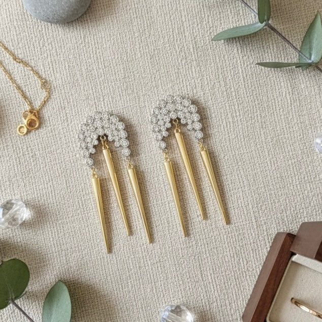Icecicle Drop Earrings-Gold