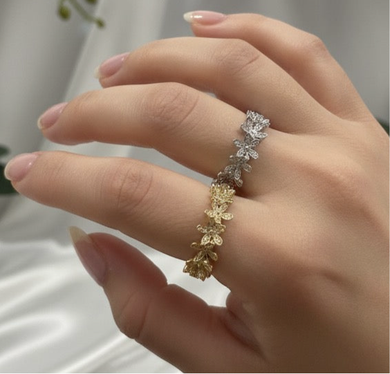 Floral Wreath Ring-Gold and Silver