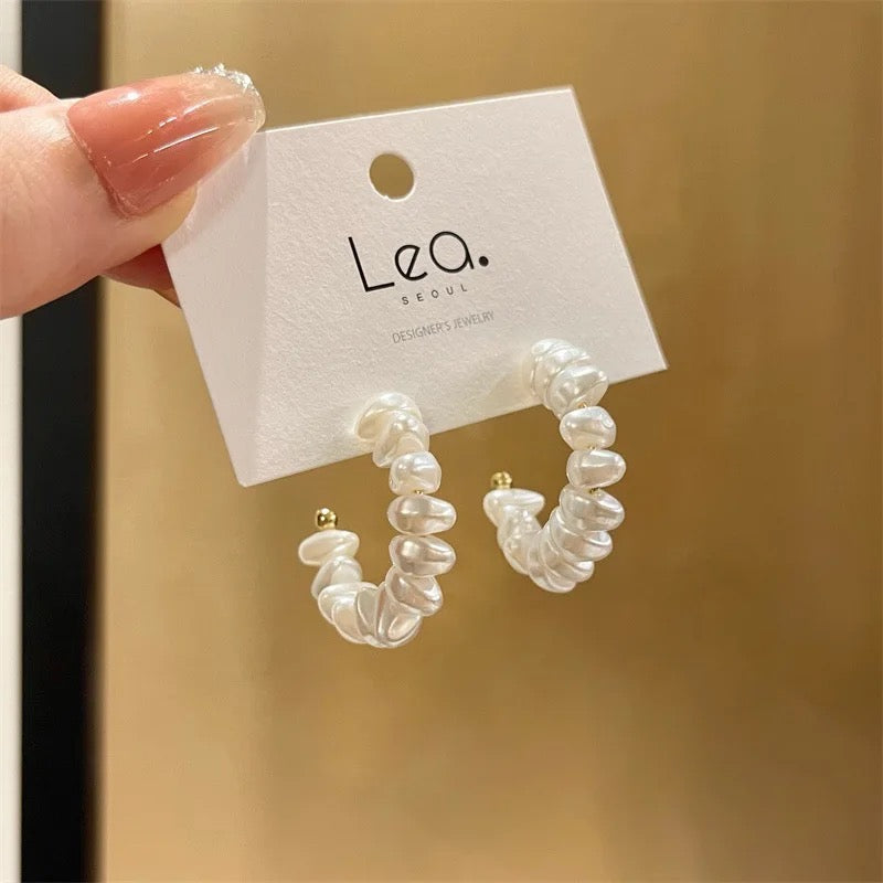 Large Pearl Hoops