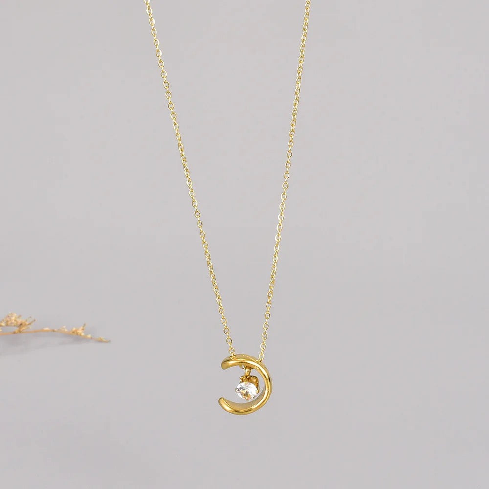 Moon Solitaire Necklace