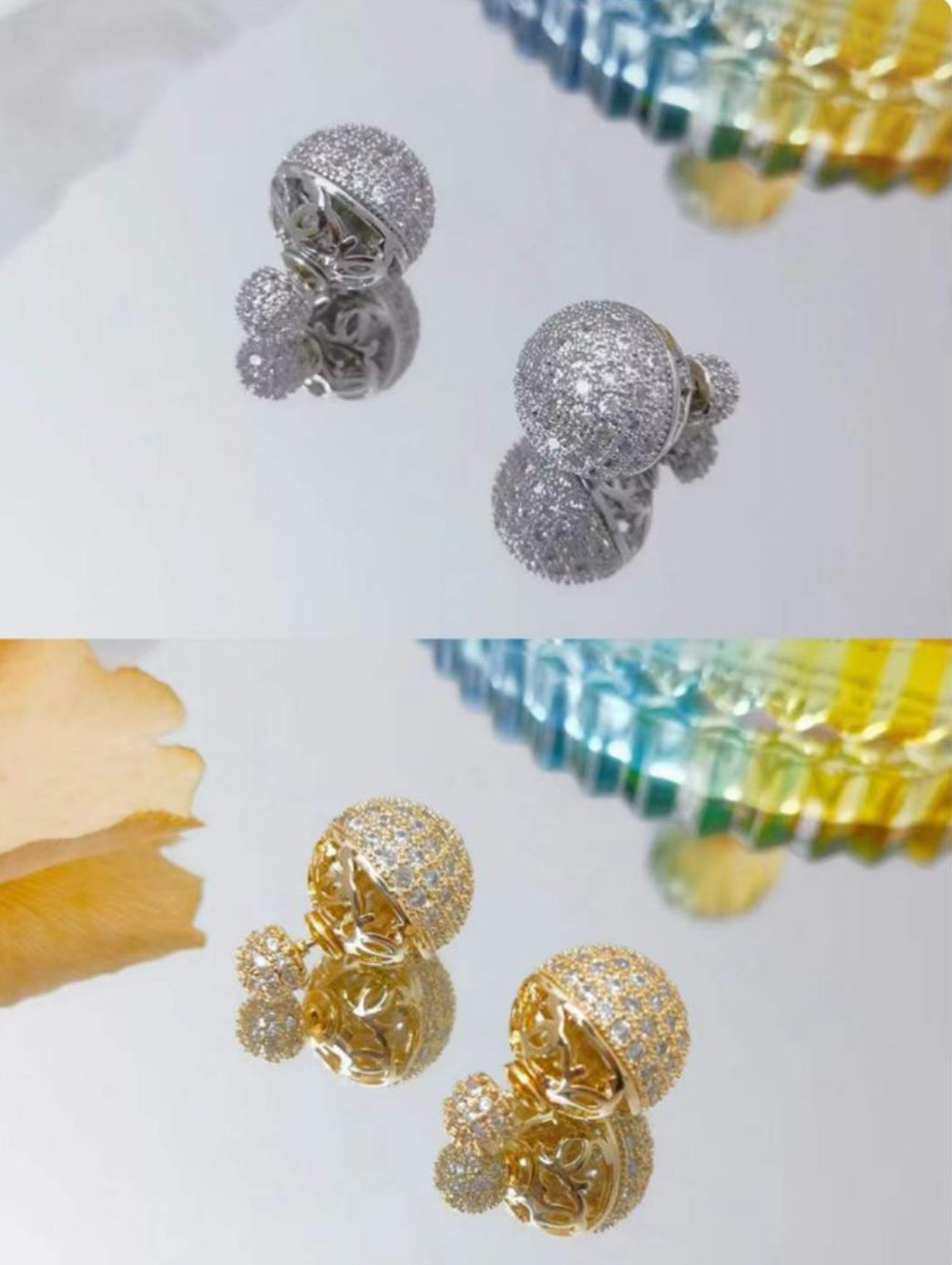 Studded Sandwich Earrings-Gold and Silver