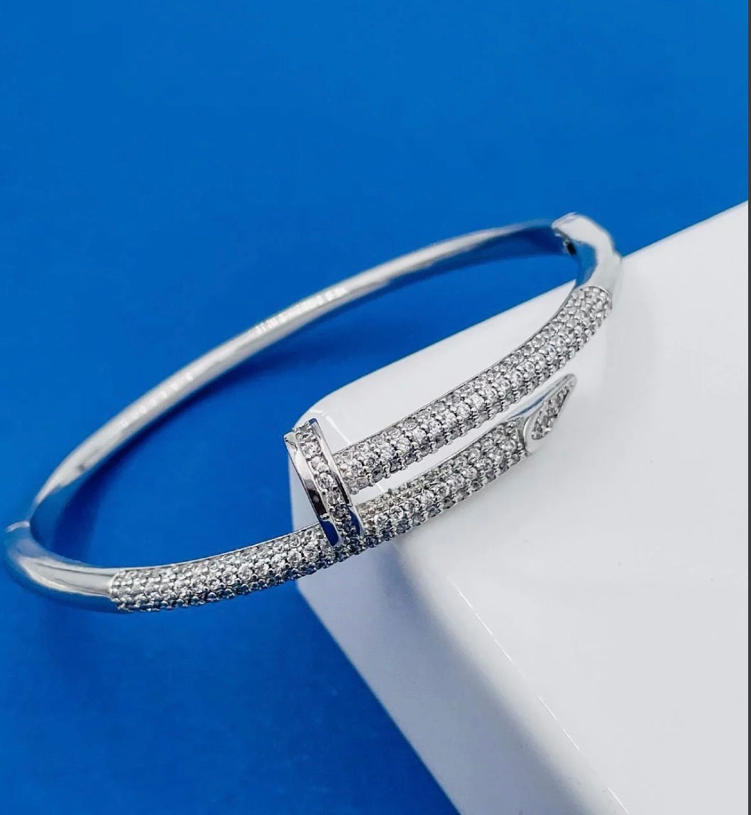 Studded Big Nail Bracelet-Silver