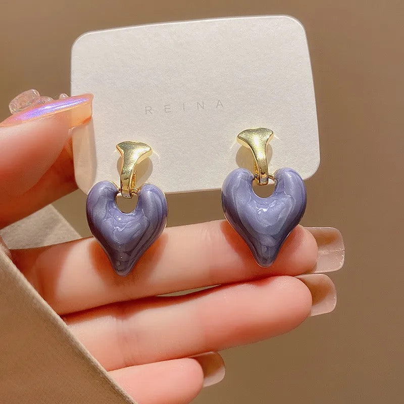 Enamel Heart Bali Earrings