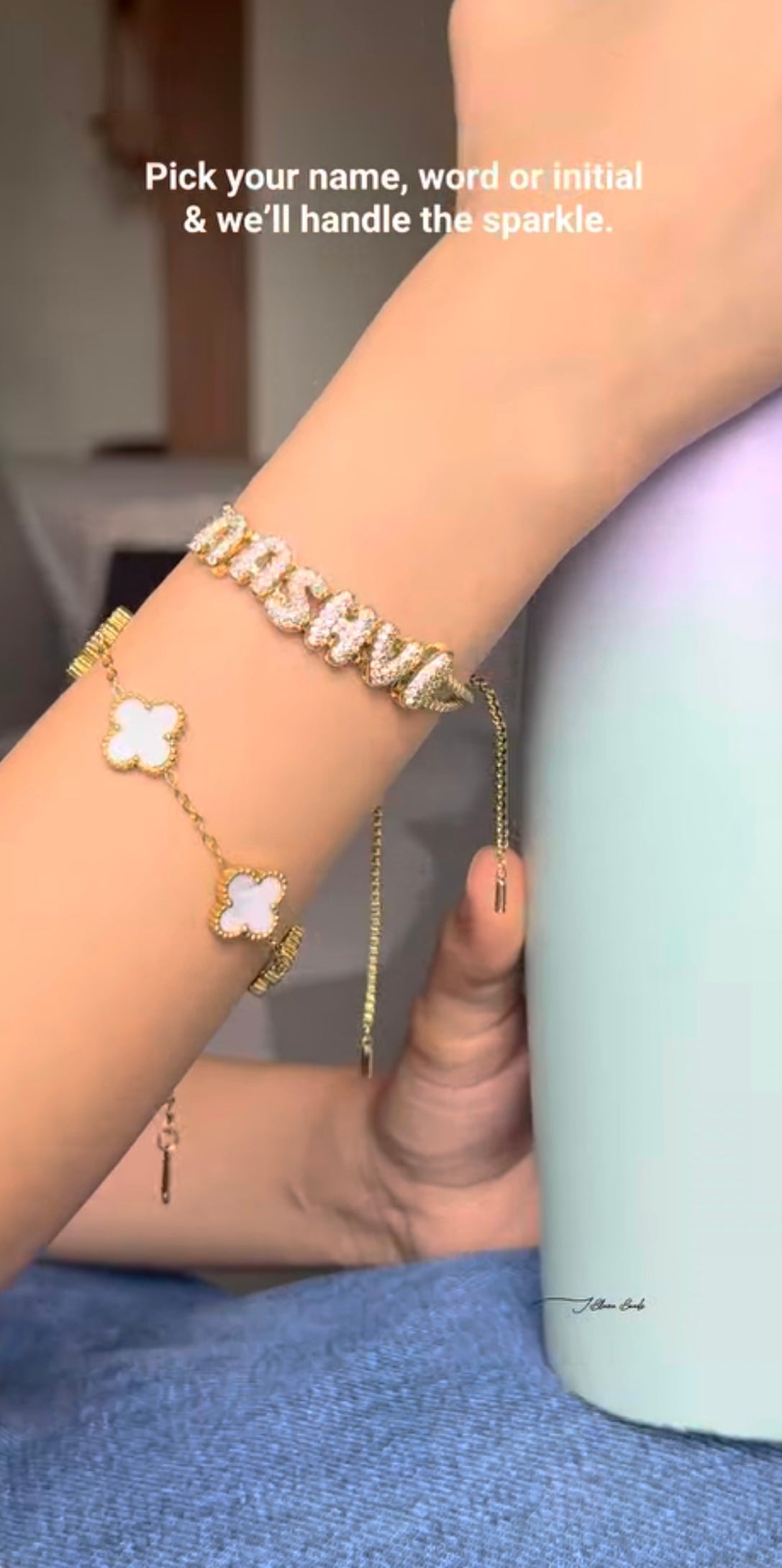 Studded Initial Slider Bracelet-Customised
