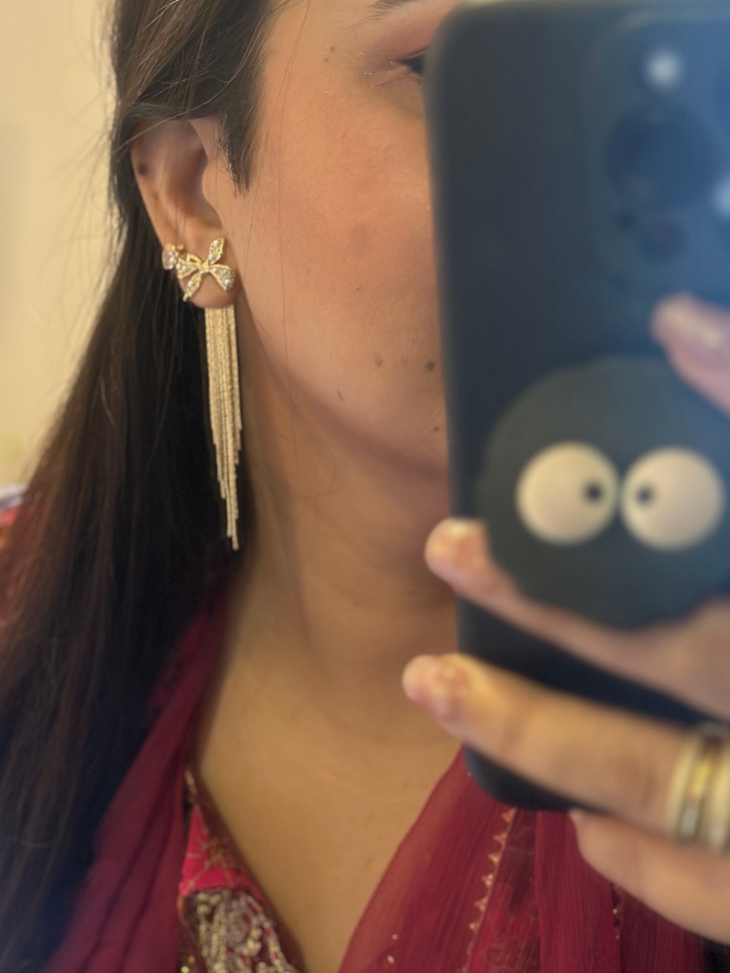 Bow F&B Dangler Earrings-Gold
