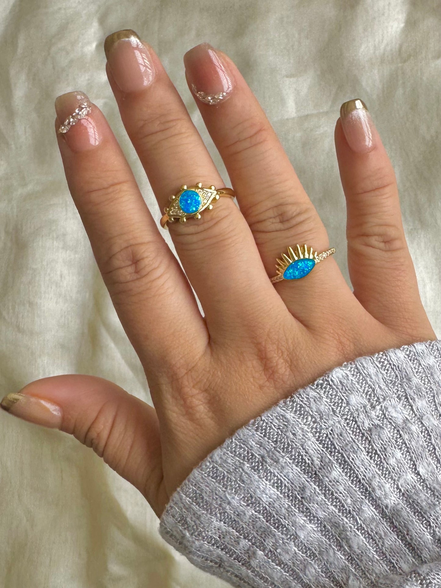 Turquoise Evil Eye Rings-2 Designs