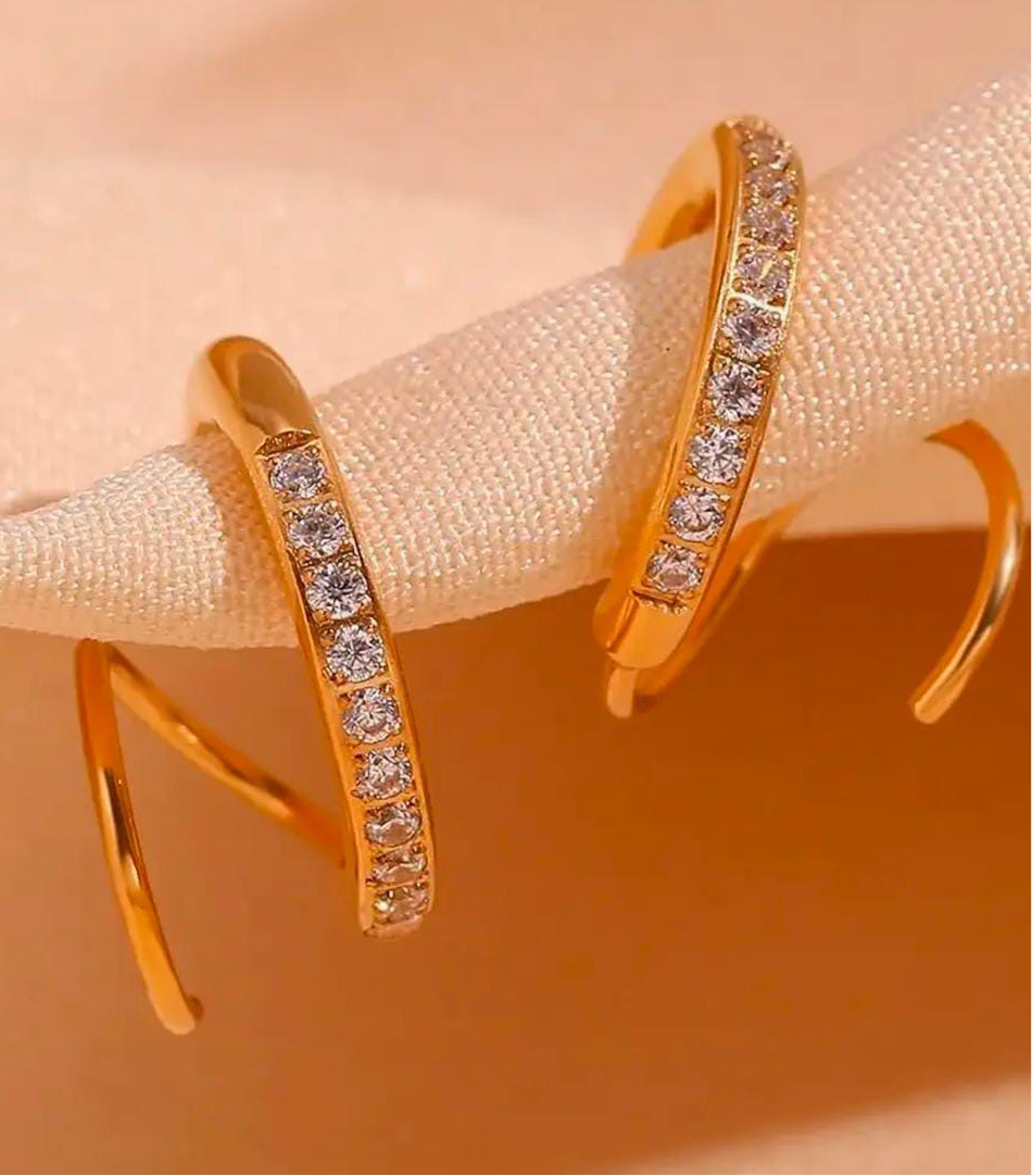Dual Ring Earrings-Gold