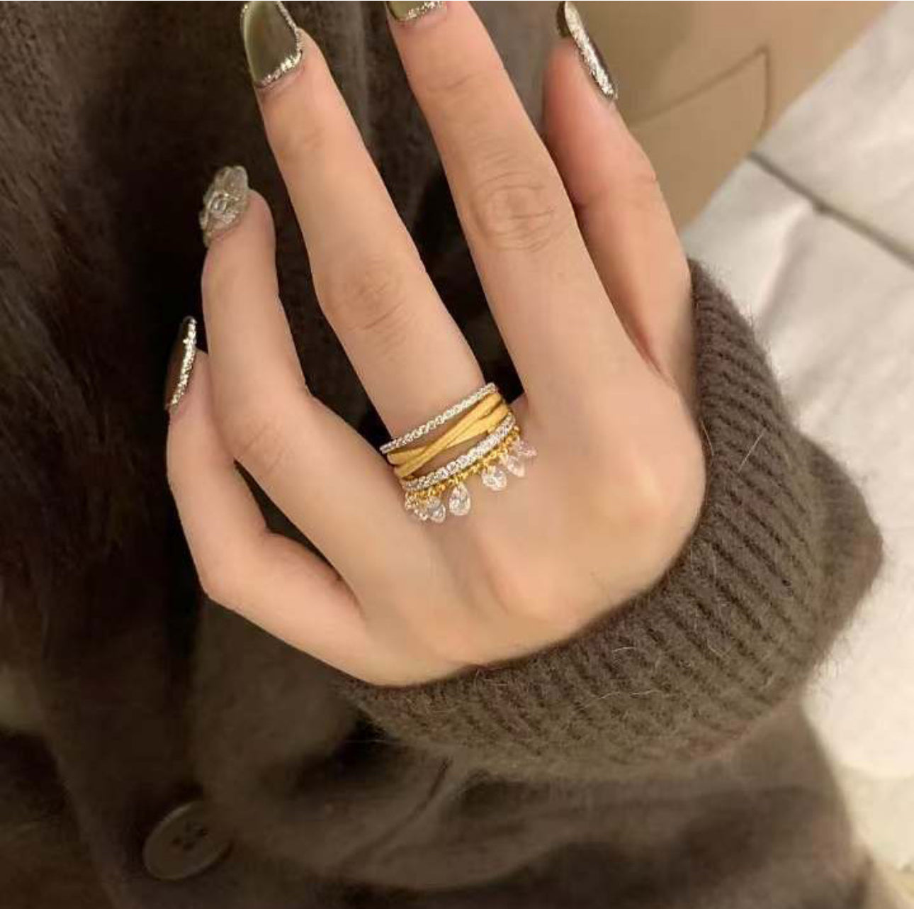 Gazala Dangling Crystal Ring