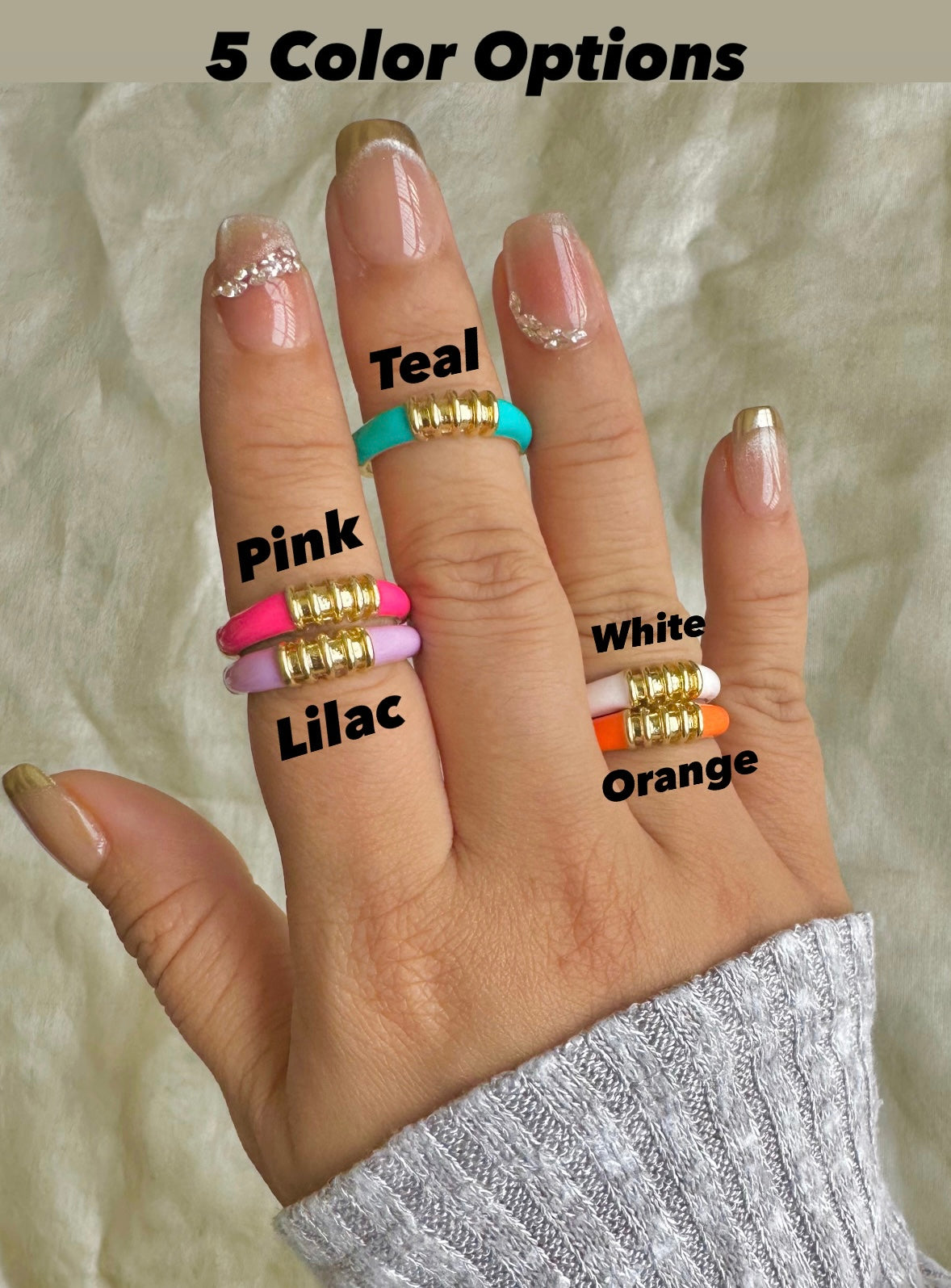 Colorful Enamel Rimmed Rings-5 Colors