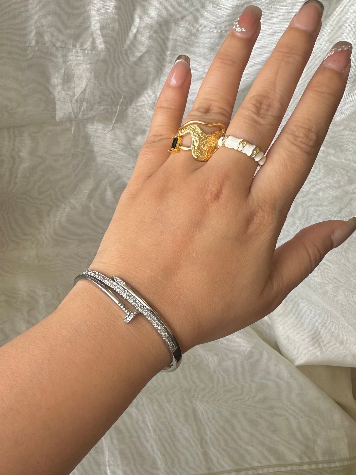 Studded New Nail Bracelet-Gold & Silver