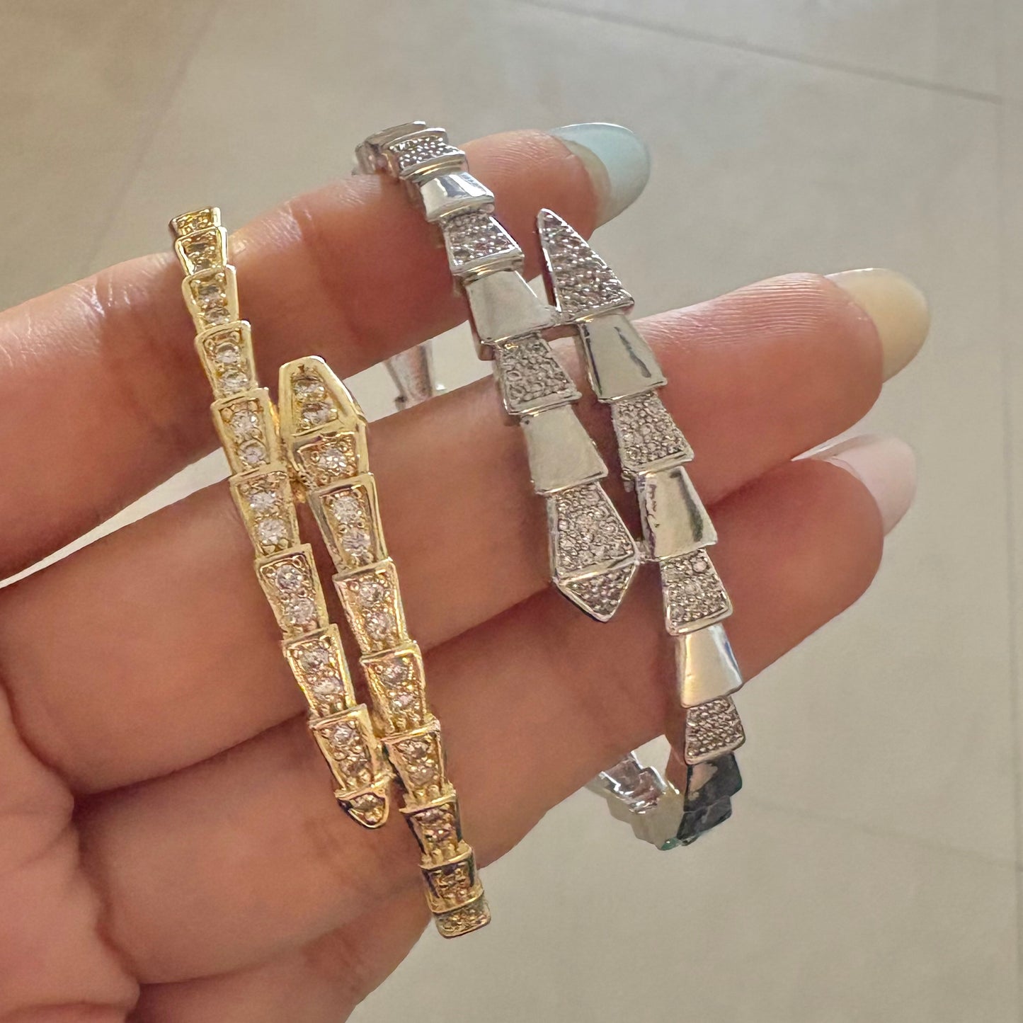 Studded Serpant kada Bracelet-Gold & Silver Option